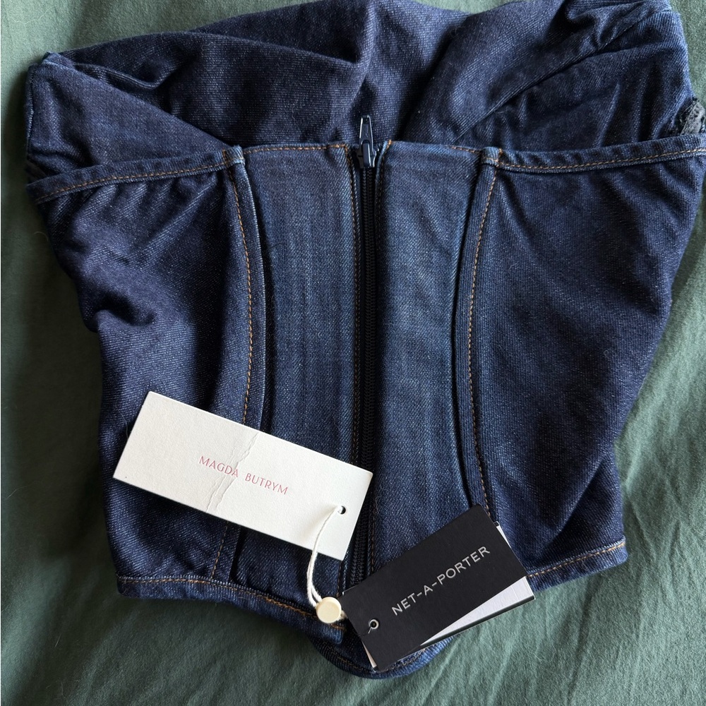 NWT MAGDA BUTRYM Strapless cropped denim bustier top, FR 34 - Picture 5 of 6